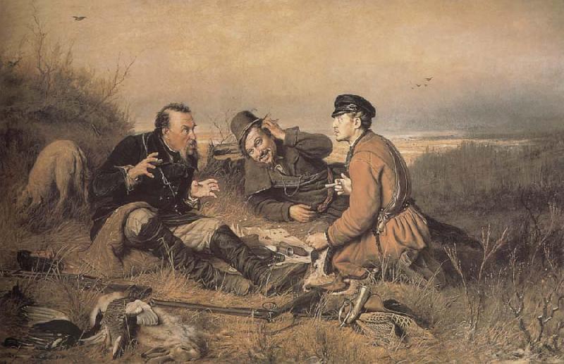 Vasily Perov Hunters at Rest oil painting image
